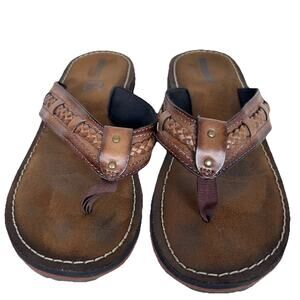 Clarks Collection Sz 7 M Fenner Nerice Flip-Flops Thong Sandals Honey Leather